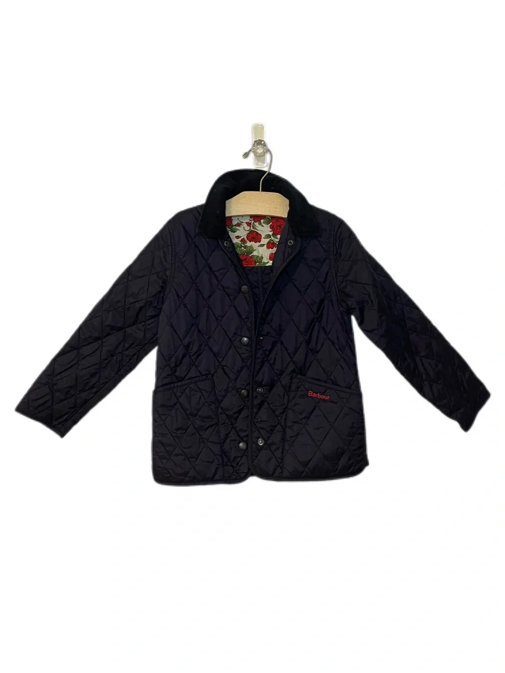 Barbour Girls XS 4-5 Navy Shaped Liddesdale Quilted Jacket with Liberty Lining